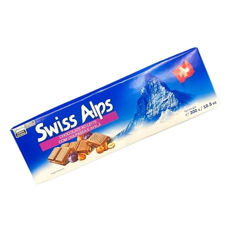 Chocolate swiss alps tablet raisin 300g ao leite com uvas-passas